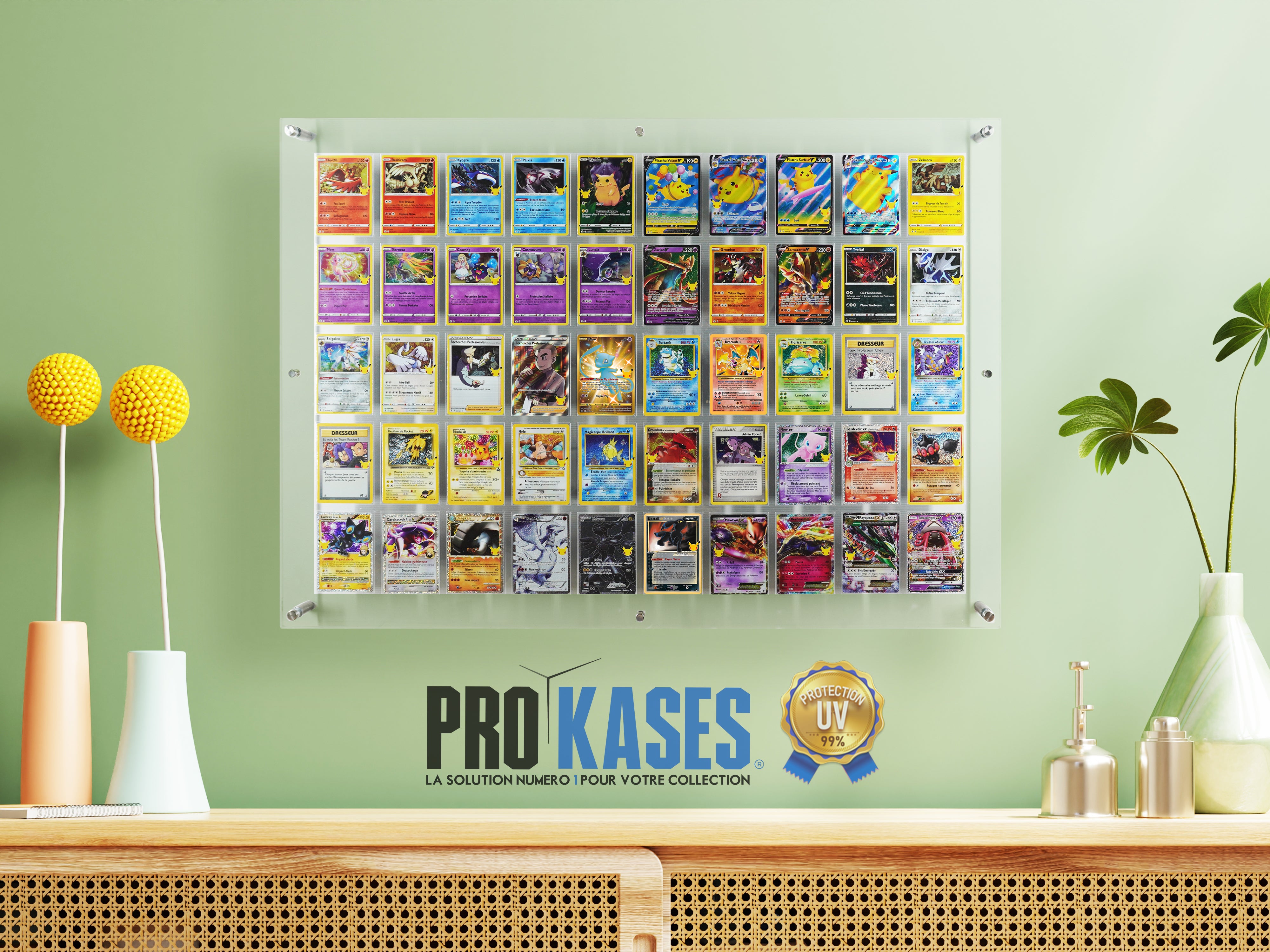 Protection cadre acrylique pour 50 carte Pokémon UV RÉSISTANT