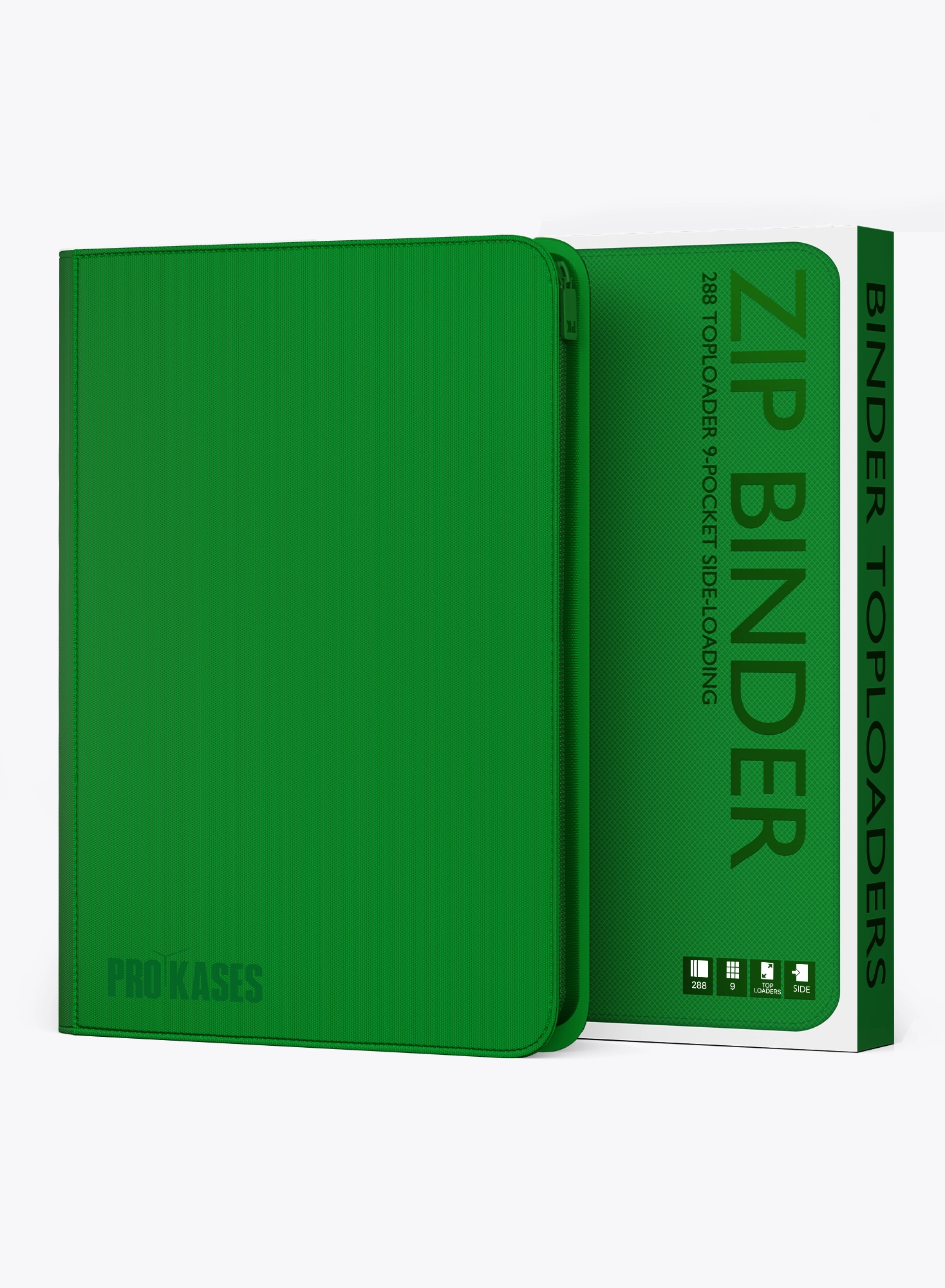 Classeur 288 toploaders Prokases vert – 3x3, 9 pockets cartes à collectionner