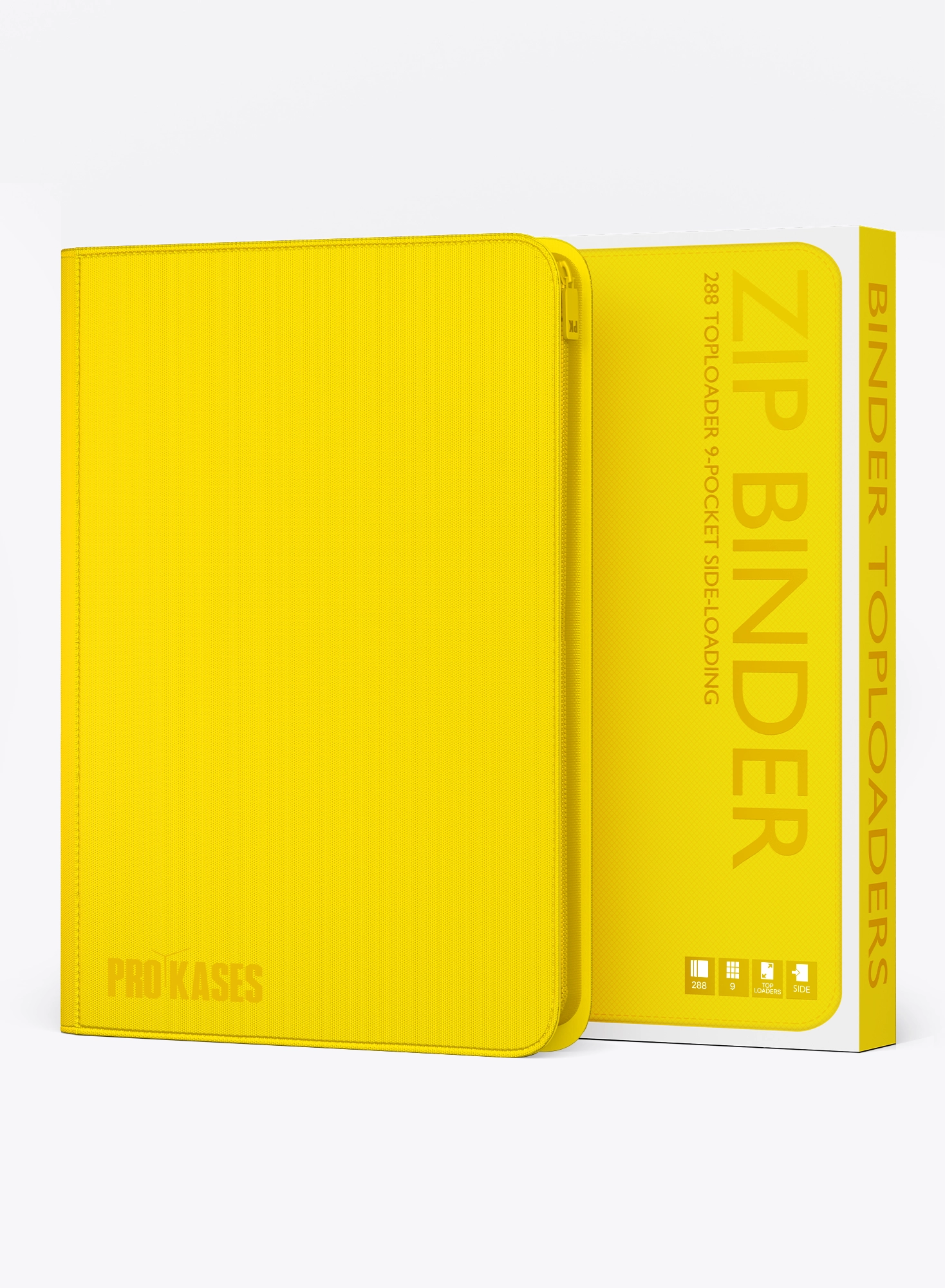 Classeur 288 toploaders Prokases jaune – 3x3, 9 pockets, cartes à collectionner